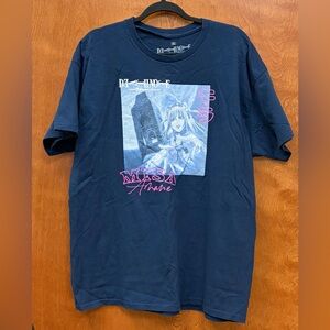 Death Note Misa Amane Graphic T-Shirt Manga Series Anime Navy Cotton Size XL